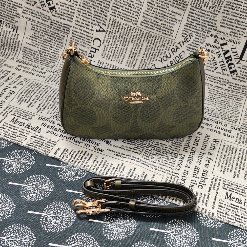 Coach Olive Signature Mini Shoulder Bag with Gold-Tone Logo